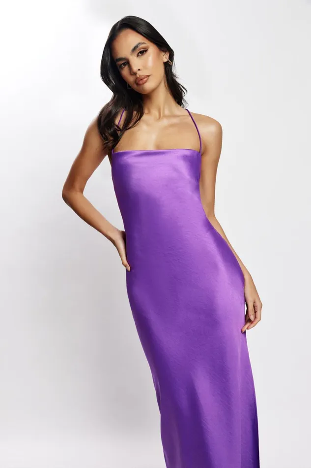Meshki Bridesmaids Sydney Straight Neck Slip Maxi Dress 8211 Purple Purple 8211 Women