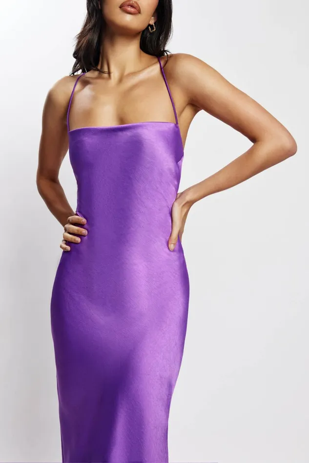 Meshki Bridesmaids Sydney Straight Neck Slip Maxi Dress 8211 Purple Purple 8211 Women