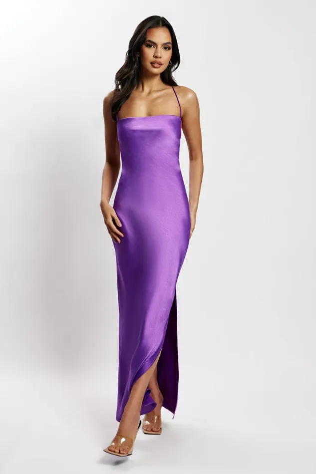Meshki Bridesmaids Sydney Straight Neck Slip Maxi Dress 8211 Purple Purple 8211 Women