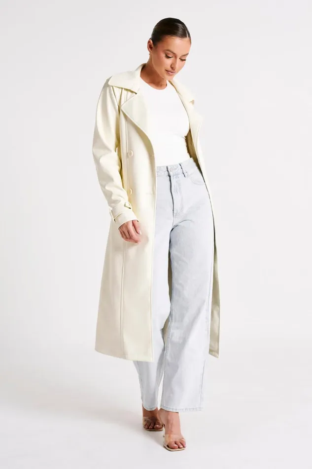 Meshki Coats and Jackets Isla Pu Trench 8211 Vanilla Vanilla 8211 Women
