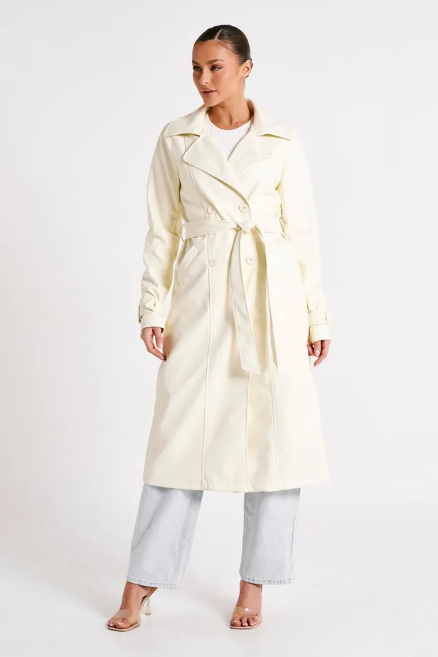 Meshki Coats and Jackets Isla Pu Trench 8211 Vanilla Vanilla 8211 Women