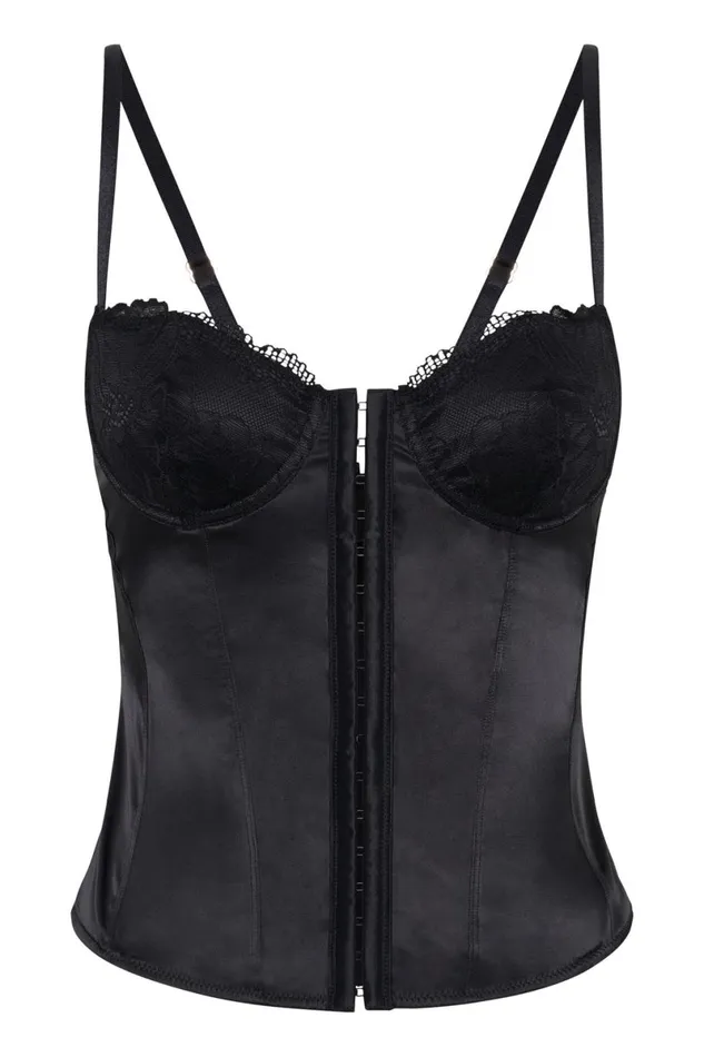 Meshki Corsets Claudia Lace Satin Bustier Corset 8211 Black Black 8211 Women Meshki Corsets Claudia Lace Satin Bustier Corset 8211 Black Black 8211 Women