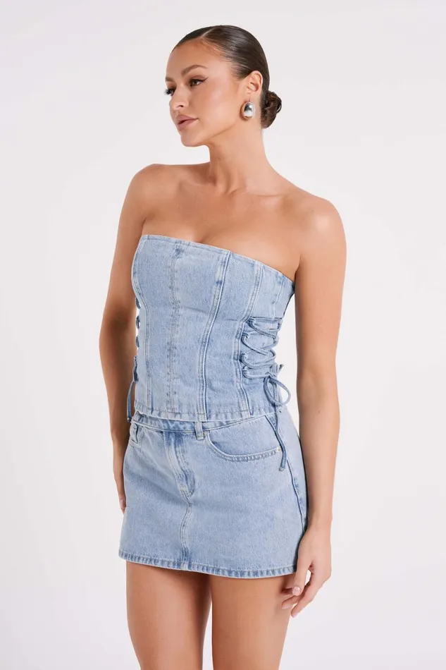 Meshki Corsets Scheana Denim Corset 8211 Mid Blue Mid Blue 8211 Women