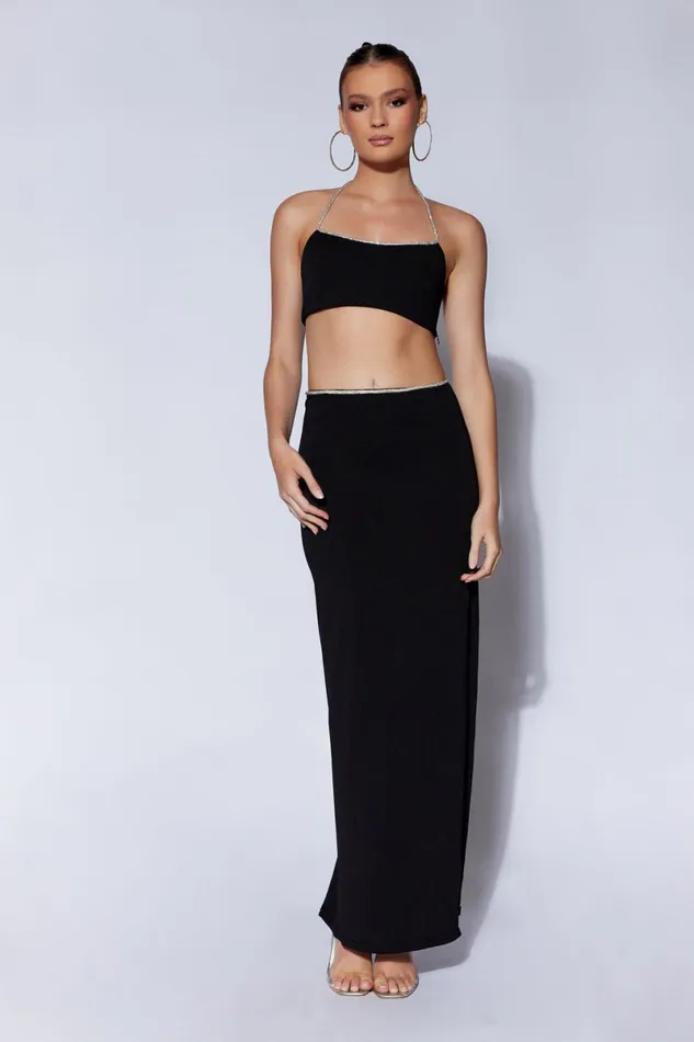 Meshki Crop Tops Arya Diamante Rope Halter Top 8211 Black Black 8211 Women Meshki Crop Tops Arya Diamante Rope Halter Top 8211 Black Black 8211 Women