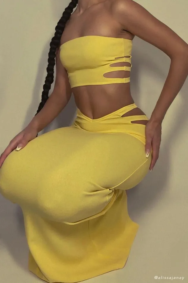 Meshki Crop Tops Audrina Cut Out Bandeau Top 8211 Yellow Yellow 8211 Women