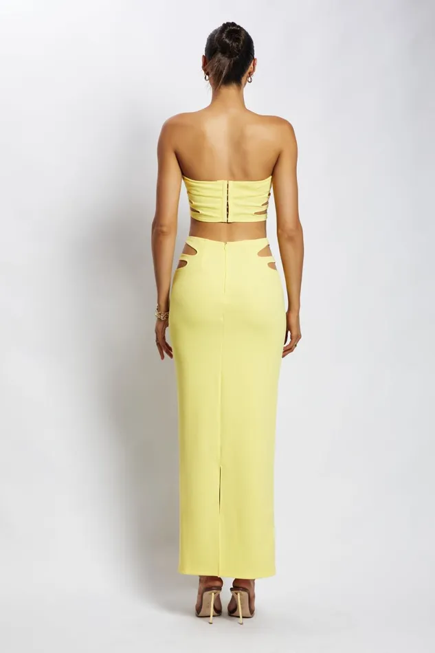 Meshki Crop Tops Audrina Cut Out Bandeau Top 8211 Yellow Yellow 8211 Women Meshki Crop Tops Audrina Cut Out Bandeau Top 8211 Yellow Yellow 8211 Women