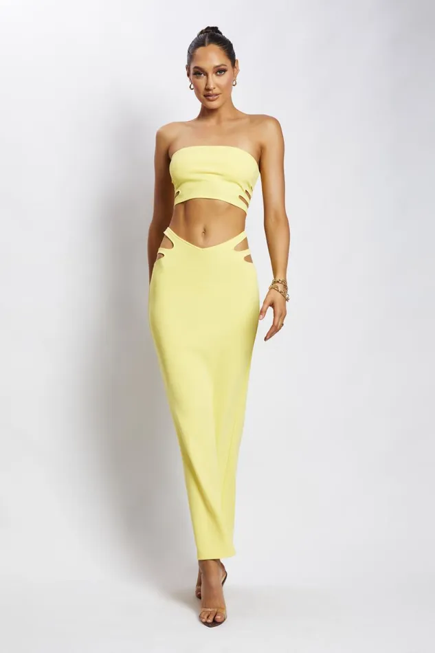 Meshki Crop Tops Audrina Cut Out Bandeau Top 8211 Yellow Yellow 8211 Women Meshki Crop Tops Audrina Cut Out Bandeau Top 8211 Yellow Yellow 8211 Women