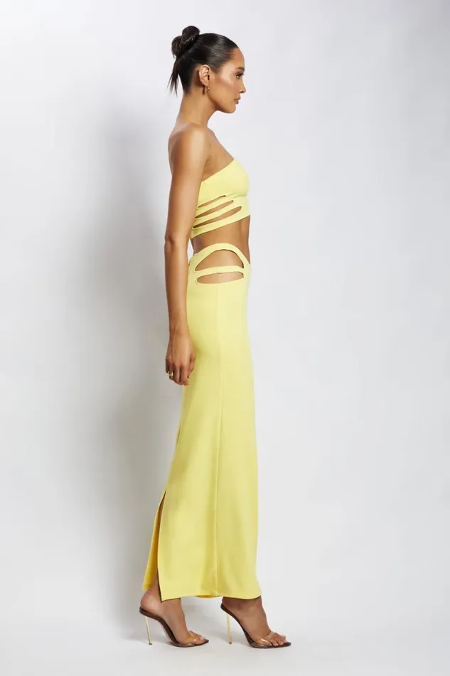 Meshki Crop Tops Audrina Cut Out Bandeau Top 8211 Yellow Yellow 8211 Women Meshki Crop Tops Audrina Cut Out Bandeau Top 8211 Yellow Yellow 8211 Women