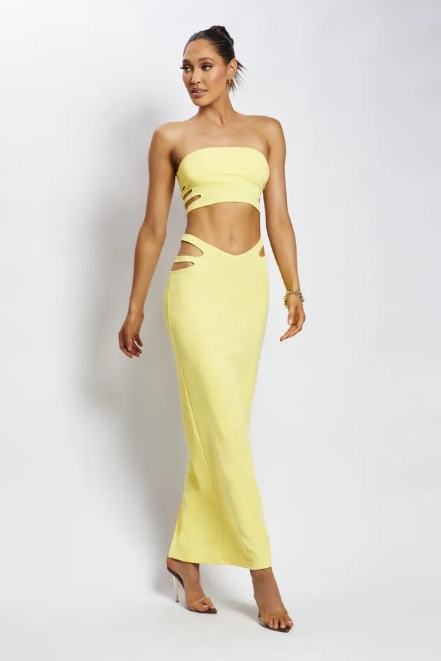 Meshki Crop Tops Audrina Cut Out Bandeau Top 8211 Yellow Yellow 8211 Women Meshki Crop Tops Audrina Cut Out Bandeau Top 8211 Yellow Yellow 8211 Women