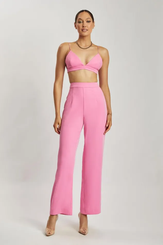 Meshki Crop Tops Cynthia Triangle Bralette 8211 Pink Pink 8211 Women Meshki Crop Tops Cynthia Triangle Bralette 8211 Pink Pink 8211 Women