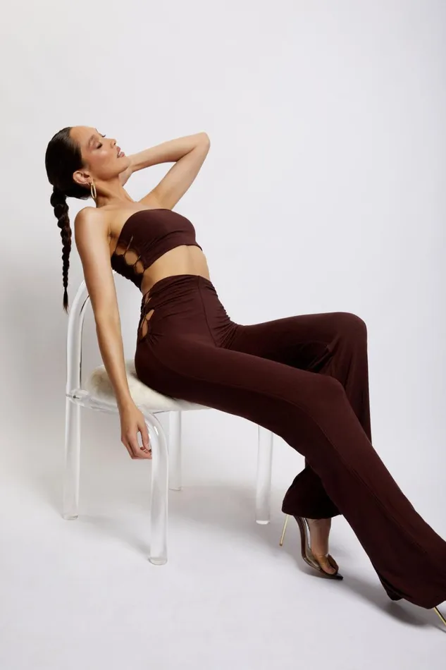 Meshki Crop Tops Eleanor Tie Up Side Bandeau 8211 Chocolate Chocolate 8211 Women Meshki Crop Tops Eleanor Tie Up Side Bandeau 8211 Chocolate Chocolate 8211 Women