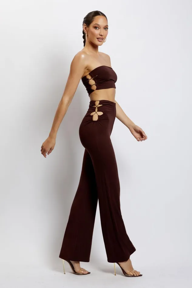 Meshki Crop Tops Eleanor Tie Up Side Bandeau 8211 Chocolate Chocolate 8211 Women Meshki Crop Tops Eleanor Tie Up Side Bandeau 8211 Chocolate Chocolate 8211 Women