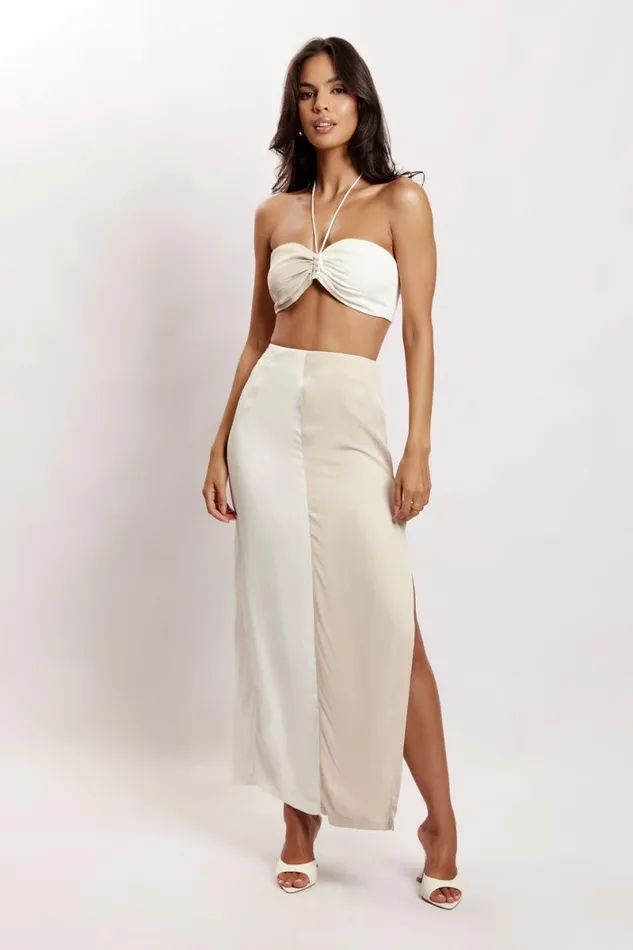 Meshki Crop Tops Frankie Two Tone Satin Bandeau 8211 Multi Bone Multibone 8211 Women Meshki Crop Tops Frankie Two Tone Satin Bandeau 8211 Multi Bone Multibone 8211 Women