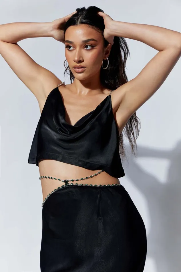 Meshki Crop Tops Havva Diamante Top 8211 Black Black 8211 Women Meshki Crop Tops Havva Diamante Top 8211 Black Black 8211 Women