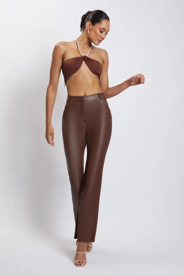 Meshki Crop Tops Lea Diamante Chain Halter Neck Crop Top 8211 Chocolate Chocolate 8211 Women Meshki Crop Tops Lea Diamante Chain Halter Neck Crop Top 8211 Chocolate Chocolate 8211 Women