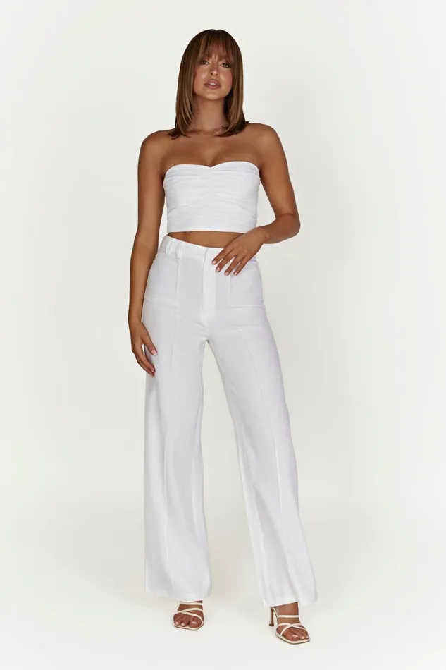 Meshki Crop Tops Mckenna Gathered Linen Top 8211 White White 8211 Women Meshki Crop Tops Mckenna Gathered Linen Top 8211 White White 8211 Women