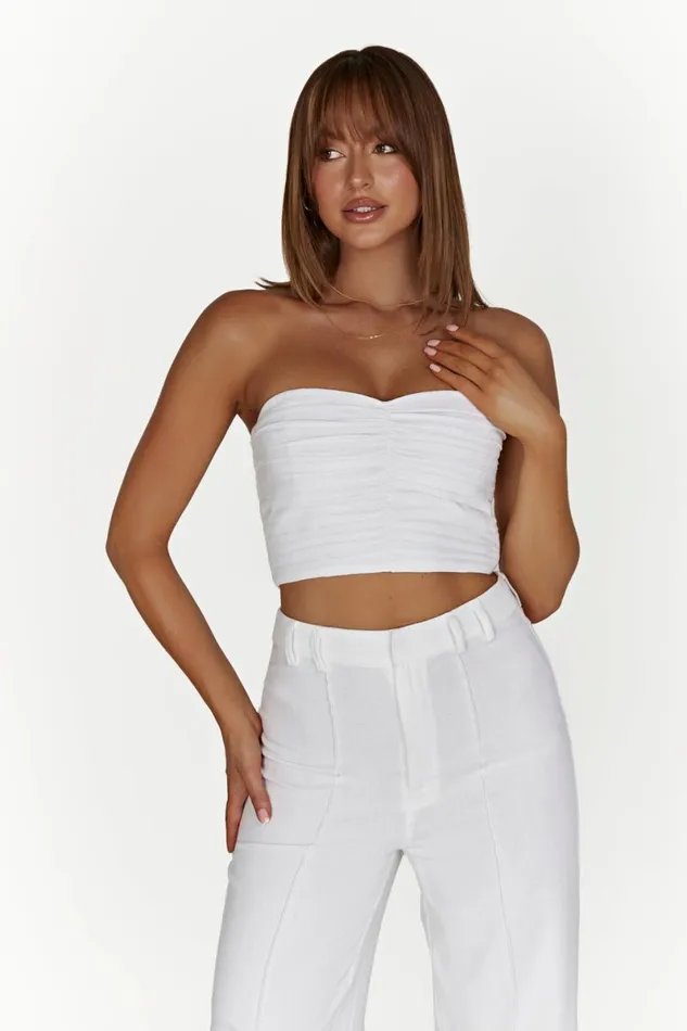 Meshki Crop Tops Mckenna Gathered Linen Top 8211 White White 8211 Women Meshki Crop Tops Mckenna Gathered Linen Top 8211 White White 8211 Women
