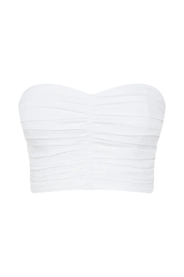 Meshki Crop Tops Mckenna Gathered Linen Top 8211 White White 8211 Women Meshki Crop Tops Mckenna Gathered Linen Top 8211 White White 8211 Women