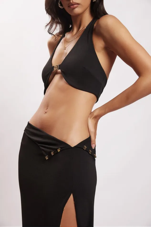 Meshki Crop Tops Nicole Halter Crop Top 8211 Black Black 8211 Women Meshki Crop Tops Nicole Halter Crop Top 8211 Black Black 8211 Women