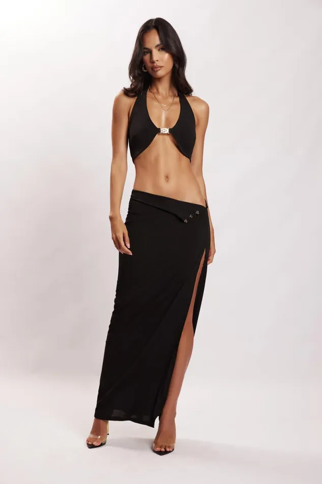 Meshki Crop Tops Nicole Halter Crop Top 8211 Black Black 8211 Women Meshki Crop Tops Nicole Halter Crop Top 8211 Black Black 8211 Women