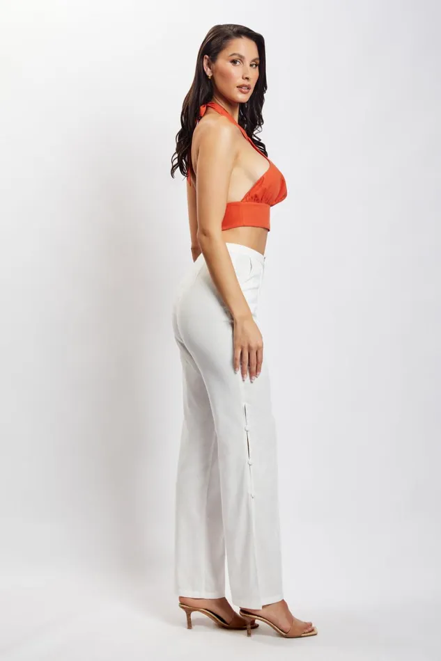 Meshki Crop Tops Piper Halter Neck Linen Crop Top 8211 Terracotta Terracotta 8211 Women Meshki Crop Tops Piper Halter Neck Linen Crop Top 8211 Terracotta Terracotta 8211 Women