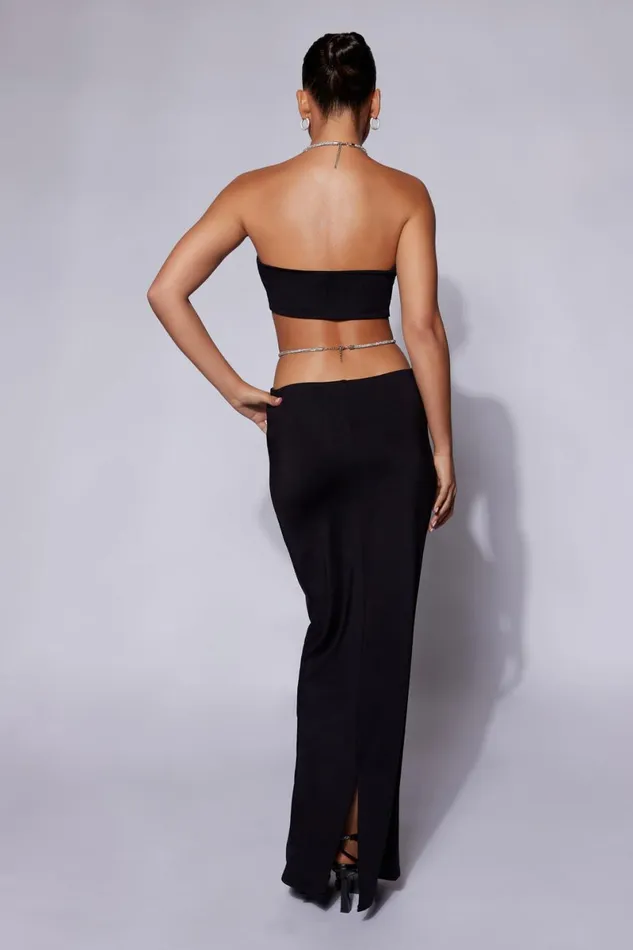 Meshki Crop Tops Ruby Diamante Rope Ruched Bandeau 8211 Black Black 8211 Women Meshki Crop Tops Ruby Diamante Rope Ruched Bandeau 8211 Black Black 8211 Women