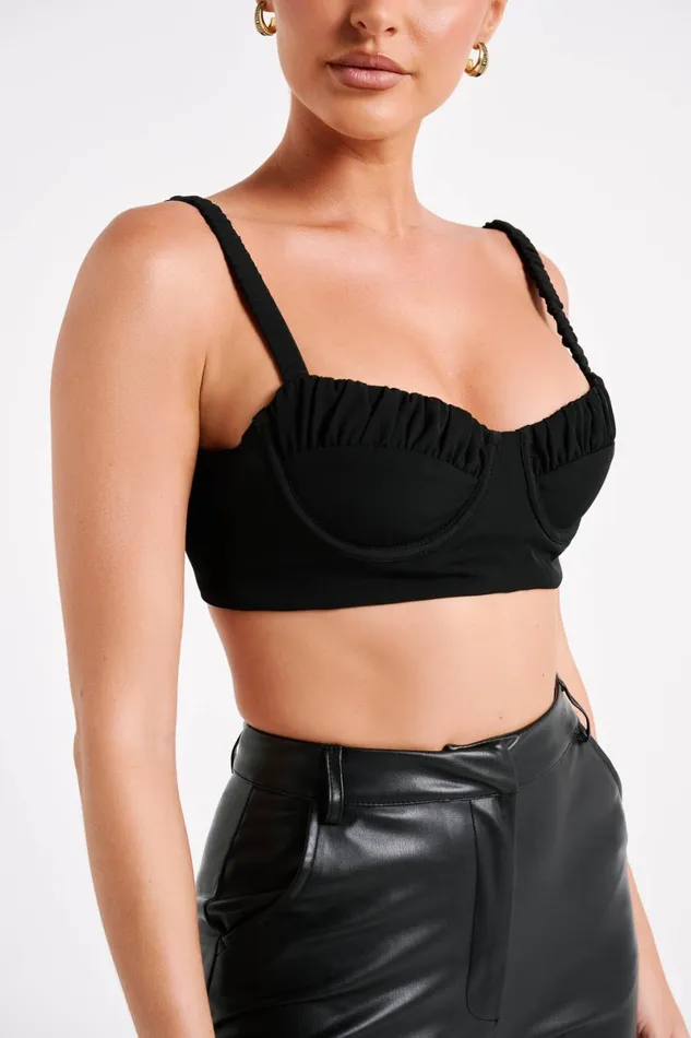 Meshki Crop Tops Zaira Cupped Crepe Crop Top 8211 Black Black 8211 Women