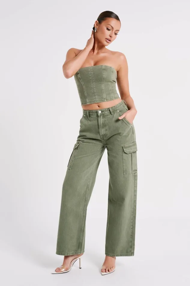 Meshki Denim Jagger Relaxed Denim Jean 8211 Khaki Khaki 8211 Women