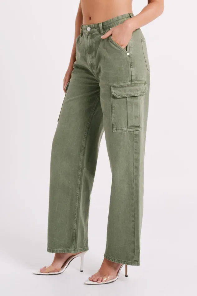 Meshki Denim Jagger Relaxed Denim Jean 8211 Khaki Khaki 8211 Women