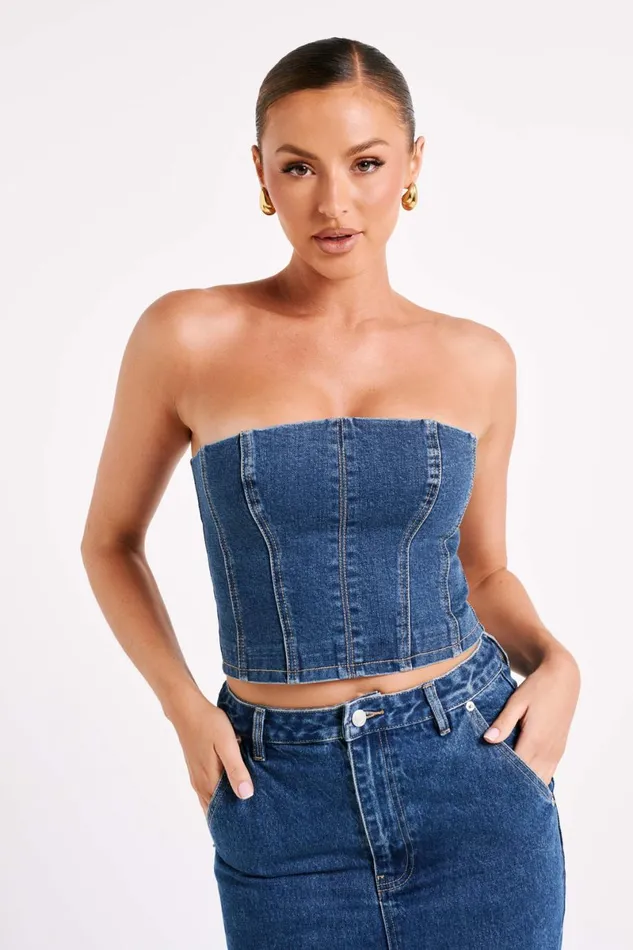 Meshki Denim Jordana Denim Tube Top 8211 Dark Blue Darkblue 8211 Women