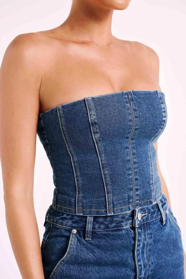 Meshki Denim Jordana Denim Tube Top 8211 Dark Blue Darkblue 8211 Women