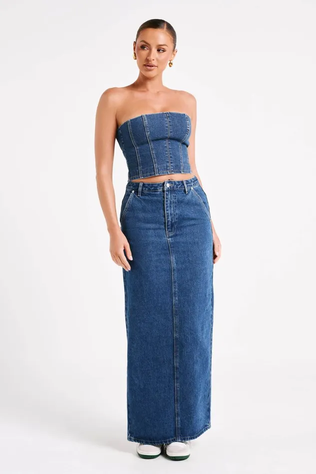 Meshki Denim Jordana Denim Tube Top 8211 Dark Blue Darkblue 8211 Women