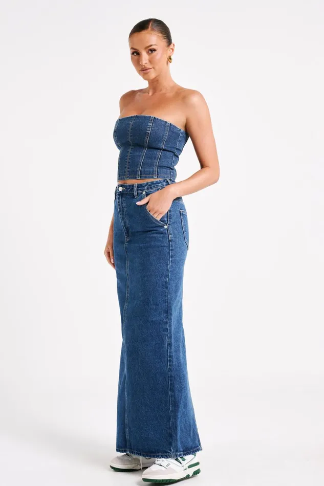 Meshki Denim Jordana Denim Tube Top 8211 Dark Blue Darkblue 8211 Women