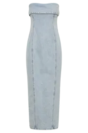 Meshki Denim Katherine Strapless Denim Midi Dress 8211 Light Blue Lightblue 8211 Women