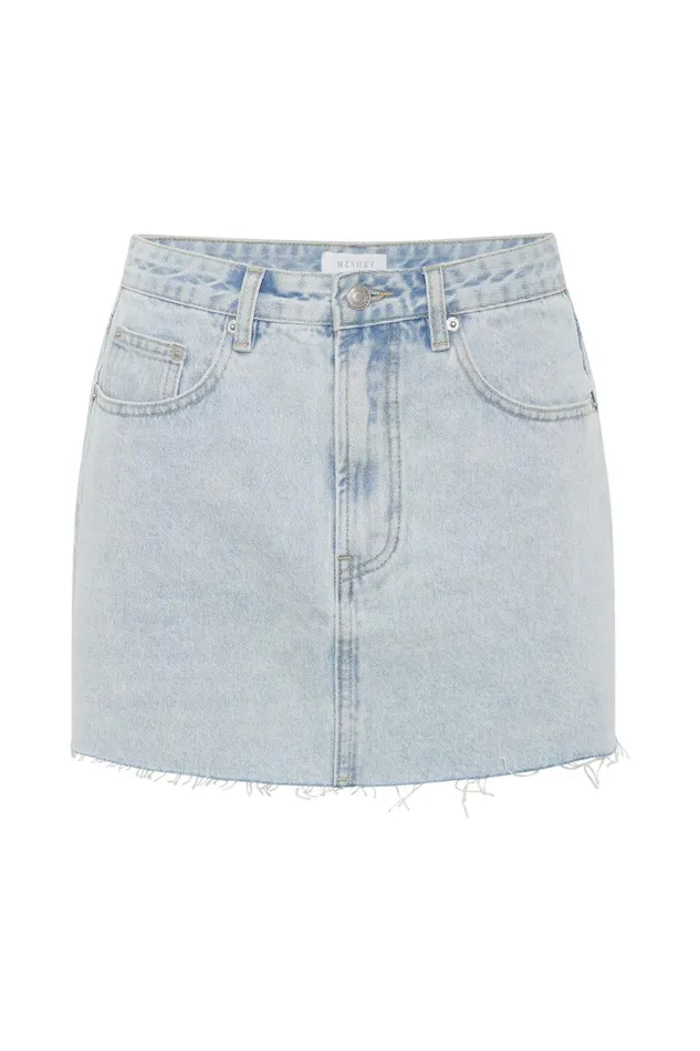 Meshki Denim Lennon Mid Rise Denim Mini Skirt 8211 Light Blue Lightblue 8211 Women