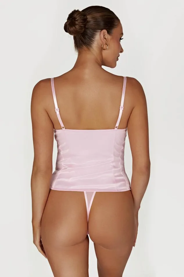 Meshki Intimates Claudia Lace Satin Bustier Corset 8211 Pink Pink 8211 Women