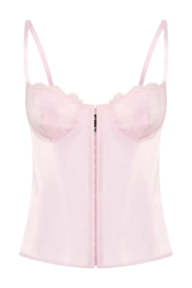 Meshki Intimates Claudia Lace Satin Bustier Corset 8211 Pink Pink 8211 Women