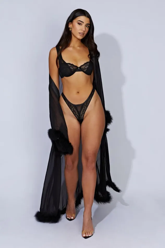 Meshki Intimates Portia Lace Tulle Balconette Bra 8211 Black Black 8211 Women