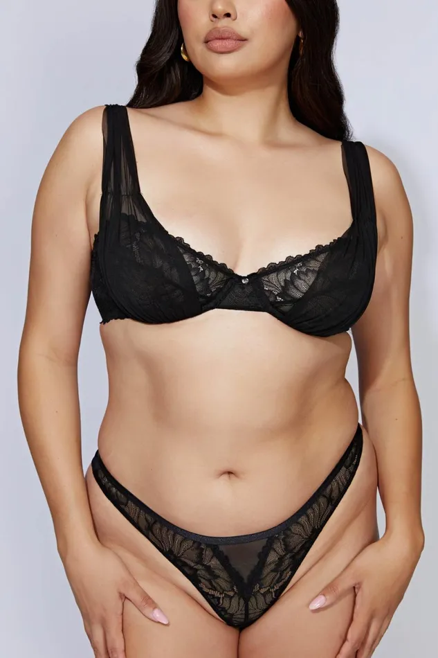 Meshki Intimates Portia Lace Tulle Balconette Bra 8211 Black Black 8211 Women