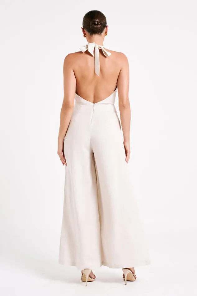 Meshki Jumpsuits and Rompers Blanca Linen Halter Jumpsuit 8211 Natural Natural 8211 Women Meshki Jumpsuits and Rompers Blanca Linen Halter Jumpsuit 8211 Natural Natural 8211 Women