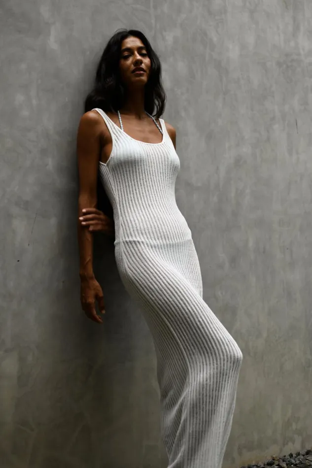 Meshki Maxi Dresses Abbey Ladder Knit Cowl Maxi Dress 8211 White White 8211 Women