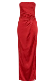 Meshki Maxi Dresses Aminah Draped Strapless Maxi Dress 8211 Red Red 8211 Women