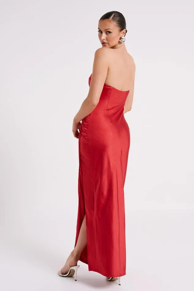 Meshki Maxi Dresses Aminah Draped Strapless Maxi Dress 8211 Red Red 8211 Women