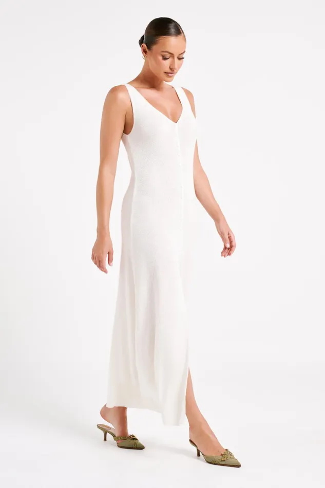 Meshki Maxi Dresses Antonia Buttoned Knit Maxi Dress 8211 White White 8211 Women Meshki Maxi Dresses Antonia Buttoned Knit Maxi Dress 8211 White White 8211 Women
