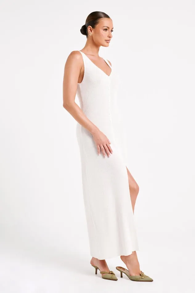 Meshki Maxi Dresses Antonia Buttoned Knit Maxi Dress 8211 White White 8211 Women Meshki Maxi Dresses Antonia Buttoned Knit Maxi Dress 8211 White White 8211 Women