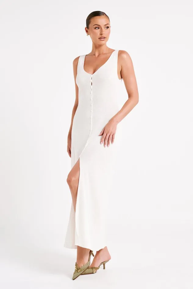 Meshki Maxi Dresses Antonia Buttoned Knit Maxi Dress 8211 White White 8211 Women Meshki Maxi Dresses Antonia Buttoned Knit Maxi Dress 8211 White White 8211 Women