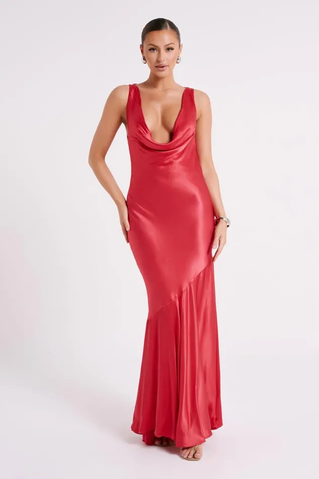 Meshki Maxi Dresses Ellison Satin Cowl Gown 8211 Red Red 8211 Women
