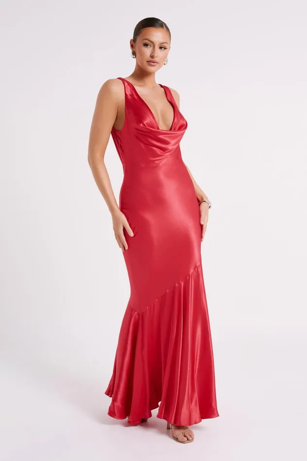 Meshki Maxi Dresses Ellison Satin Cowl Gown 8211 Red Red 8211 Women