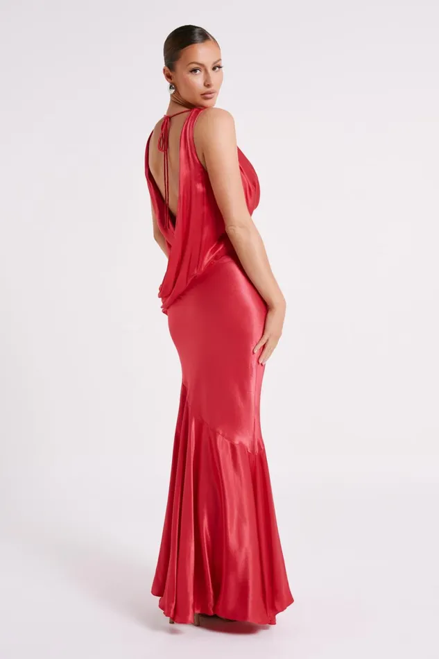 Meshki Maxi Dresses Ellison Satin Cowl Gown 8211 Red Red 8211 Women