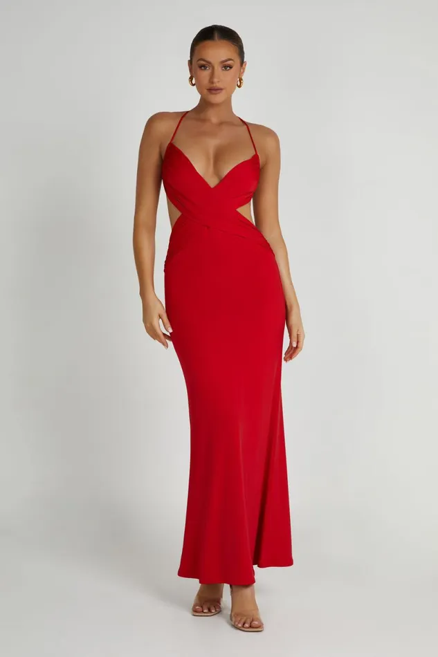 Meshki Maxi Dresses Indiana Slinky Maxi Dress 8211 Red Red 8211 Women